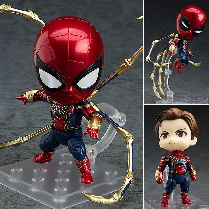 Anime Marvel Avengers Cute Iron Spider Man Spiderman Kawaii 10Cm Action Figure Toys