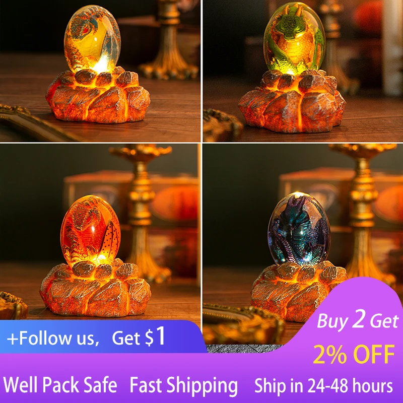 

Transparent Lava Dragon Egg Resin Statue Figures Sculpture Dragon Wyvern Ornamental Home Decor Ornamental Collection Kid Gift