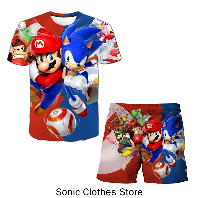 Meninos e meninas Tshirt Verão 3-13t Sonic Suit Meninos 3d Imprimir Sonic  Crianças Short-sleeved T-shirts Terno Padrão - AliExpress