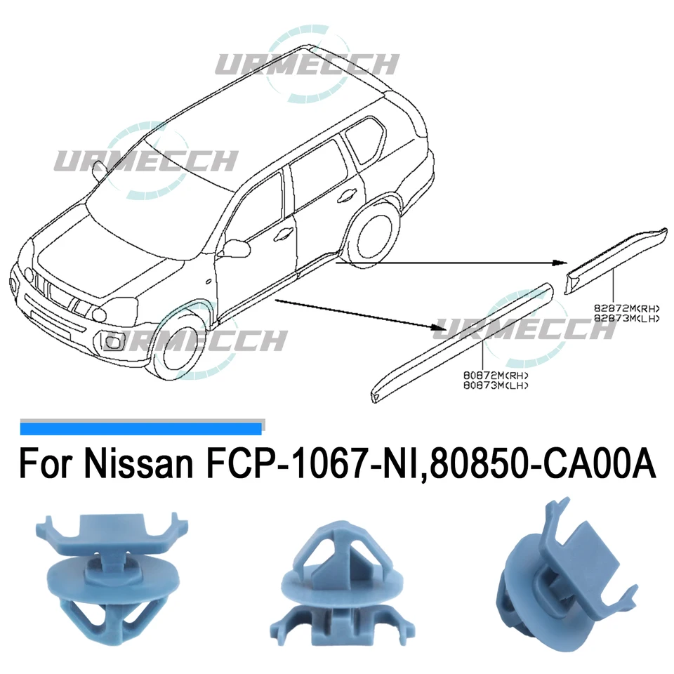Lot De 10 Clips De Bordure Pare-chocs/porte Pour Nissan (200SX, 350Z, Almera...) - Réf. OE 01553-09241 - Neuf