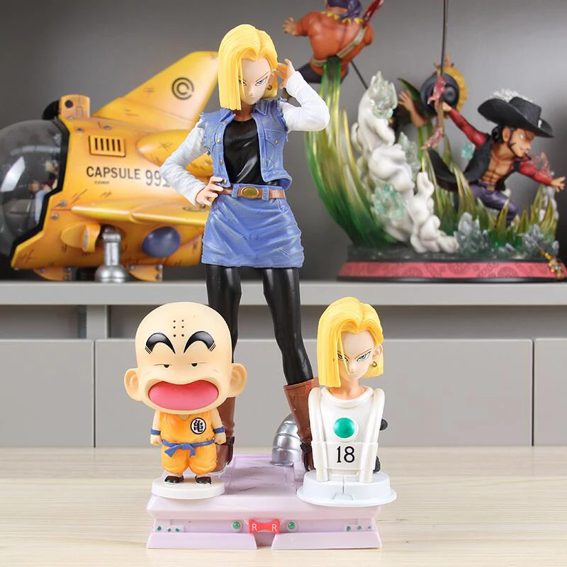 

29cm Dragon Ball Z Anime Action Figures CPR Android 18 Krillin Figurine PVC Model Hobby Collectibles Kids Christmas Gifts Decor