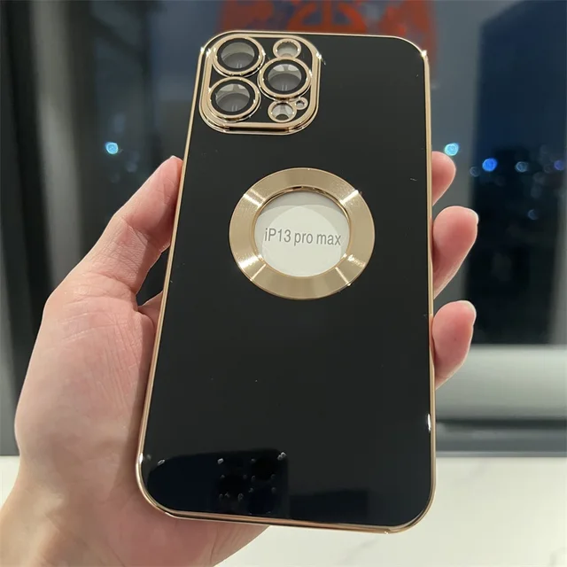 New luxury case for iphone 11 12 13 mini pro MAX back cover bumper etui capa CD pattern plating dropshipping black with gold