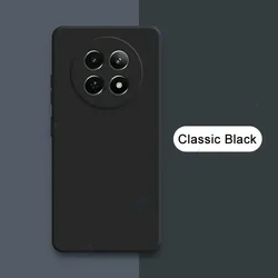 Luxury Square Liquid Silicone Case Cover - 360° Soft Camera Protective Phone Bag - Realme 12 ProPlus 5G (Classic Black)