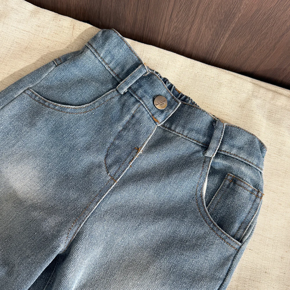 الربيع والخريف جديد الفتيات مستقيم الساق الجينز النسخة الكورية الموضة الأساسية تنوعا 3-7 سنة ملابس كاجوال للأطفال