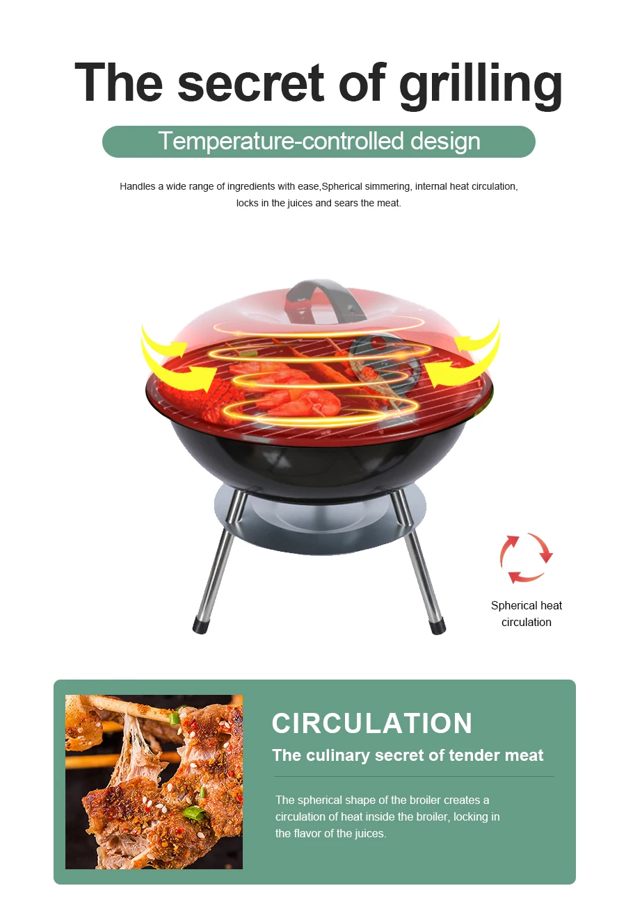 14-inch BBQ Grill Mini Apple Stove Outdoor Household Portable Charcoal Barbecue