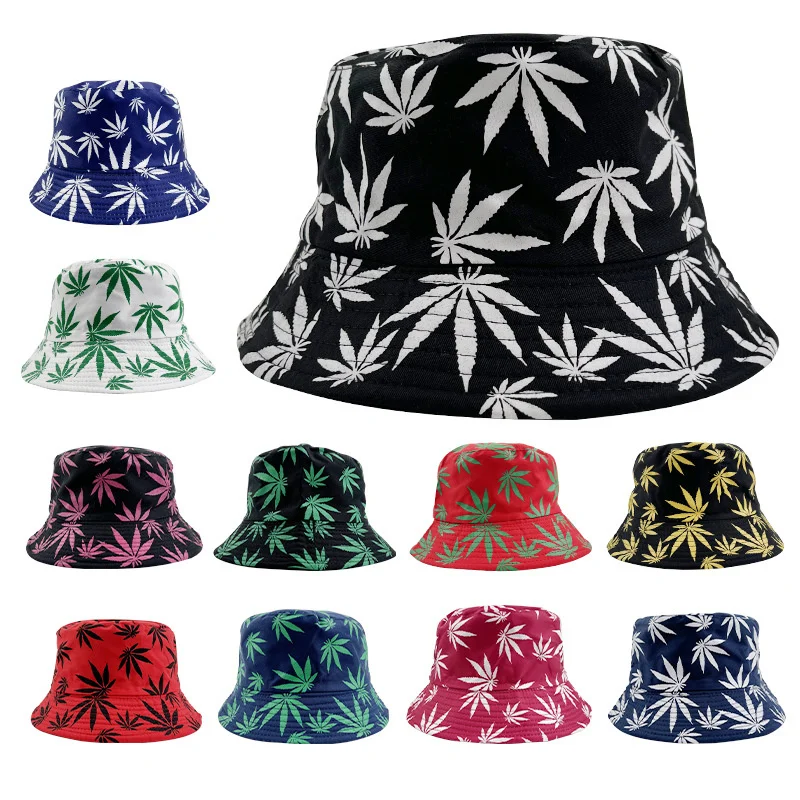 

Maple Leaf Printed Sun Hats Bucket Hat Unisex Summer Travel Fashion Fisherman Beach Sun Hat Outdoor Reversible Packable Cap