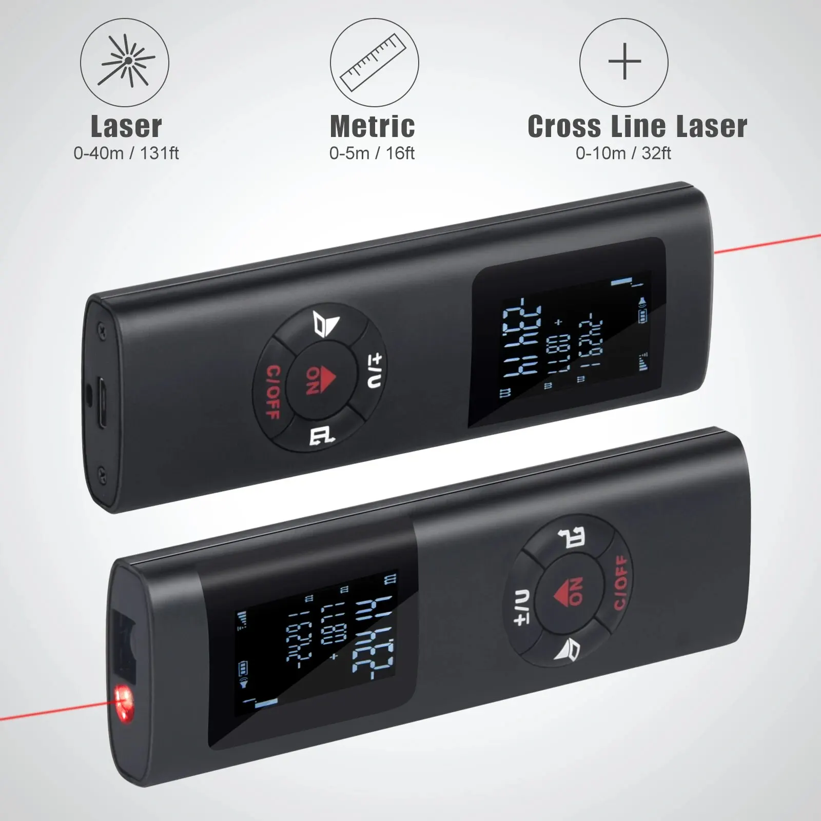 Mini Smart Laser Rangefinder 40M/60M Infrared Range Finder USB Rechargeable Portable Handheld Tools