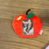 MINKYS Cute Red Apple Fluffy 3 inch Kpop Photocard Holder Photo Card Holder Bag Pendant School Stationery 6