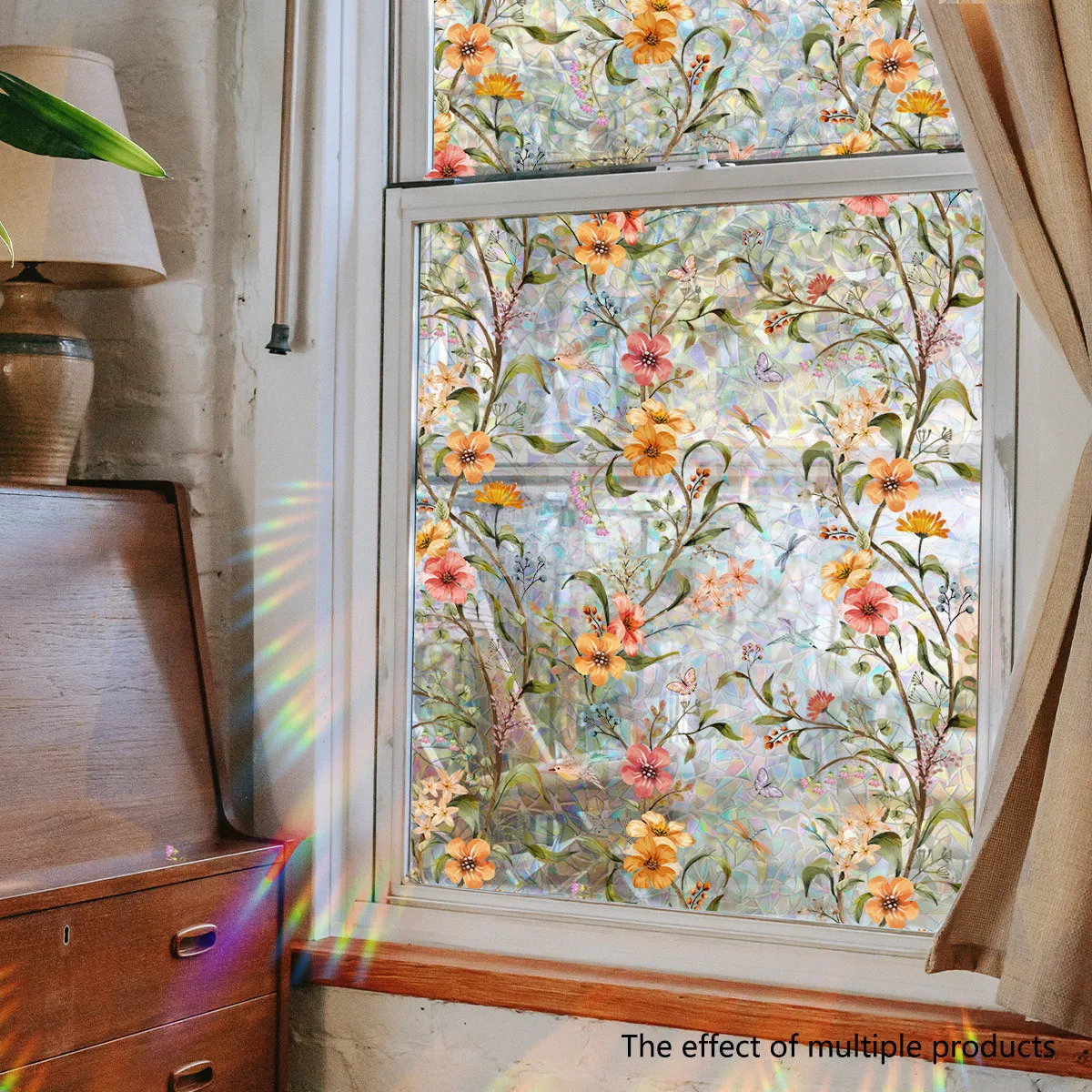 Colorful Flower Glass Window Stickers Electrostatic Stickers Sunlight Glass Film Home Wall Decoration