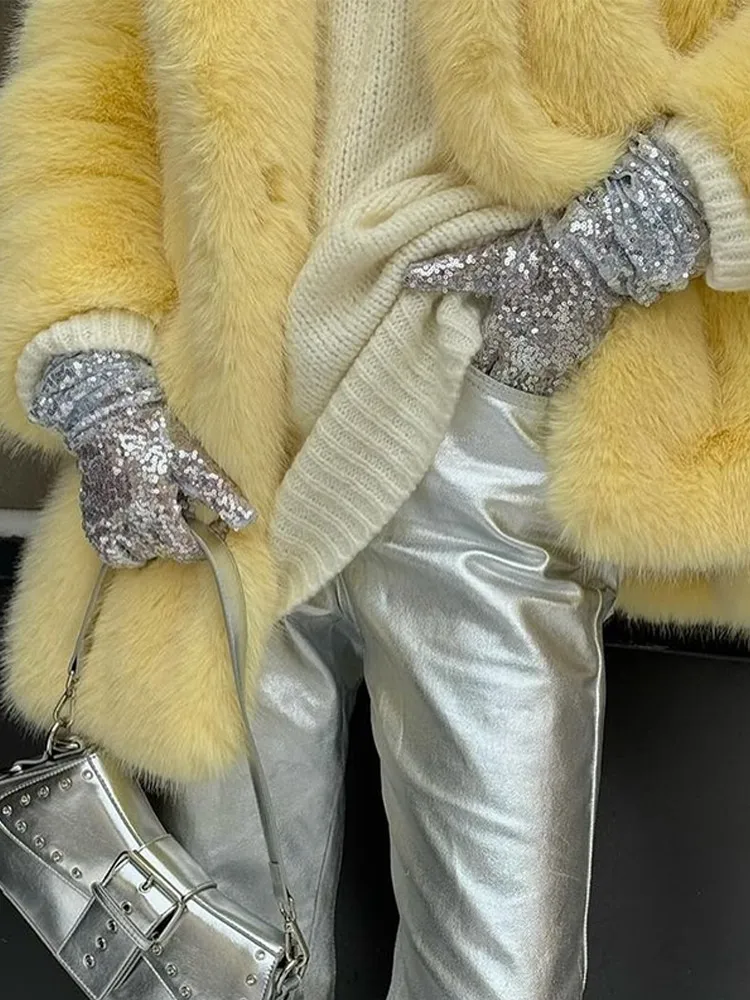 Mid-Length Women's Fur Coat Suit Collar Loose Imitation Fox Fur Plush Coats Warm Soft Thickened Winter Socialite Fur Overcoat 5