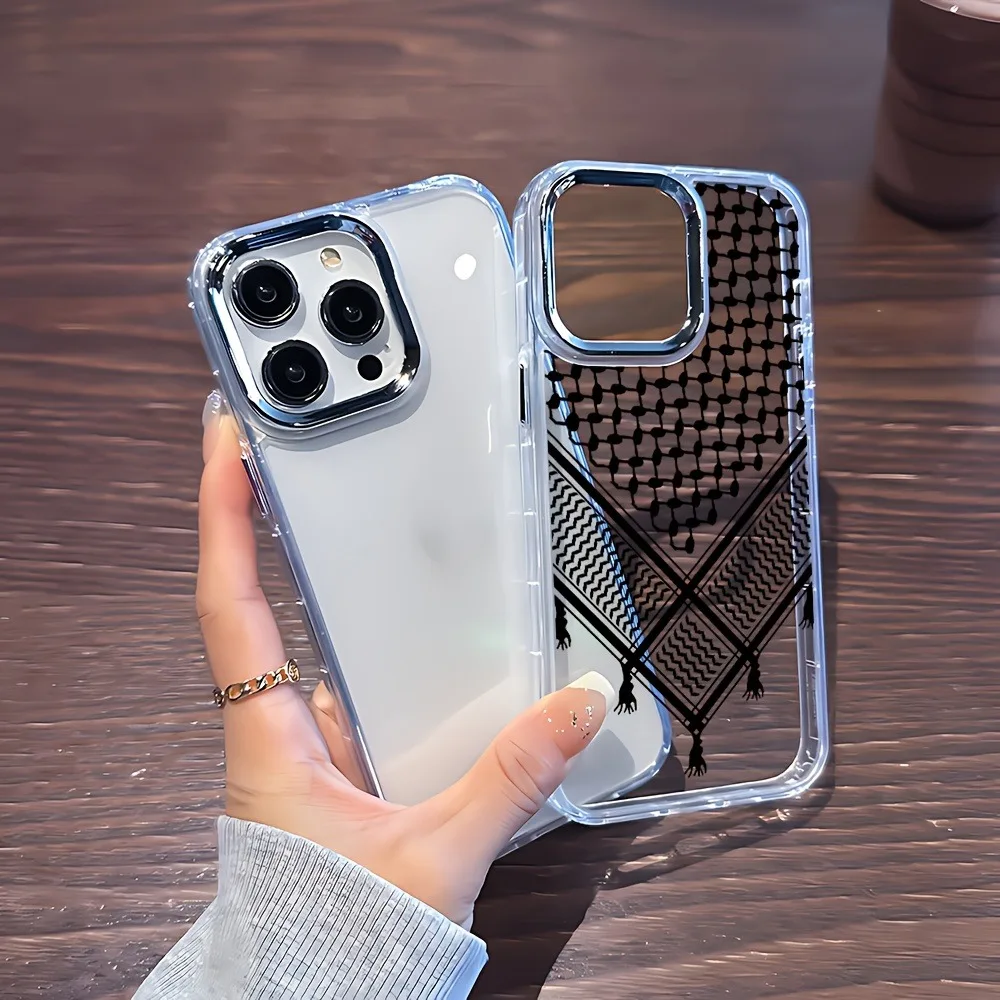 Black Striped Transparent Electroplated Photo Frame Phone Case - Perfect Gift
