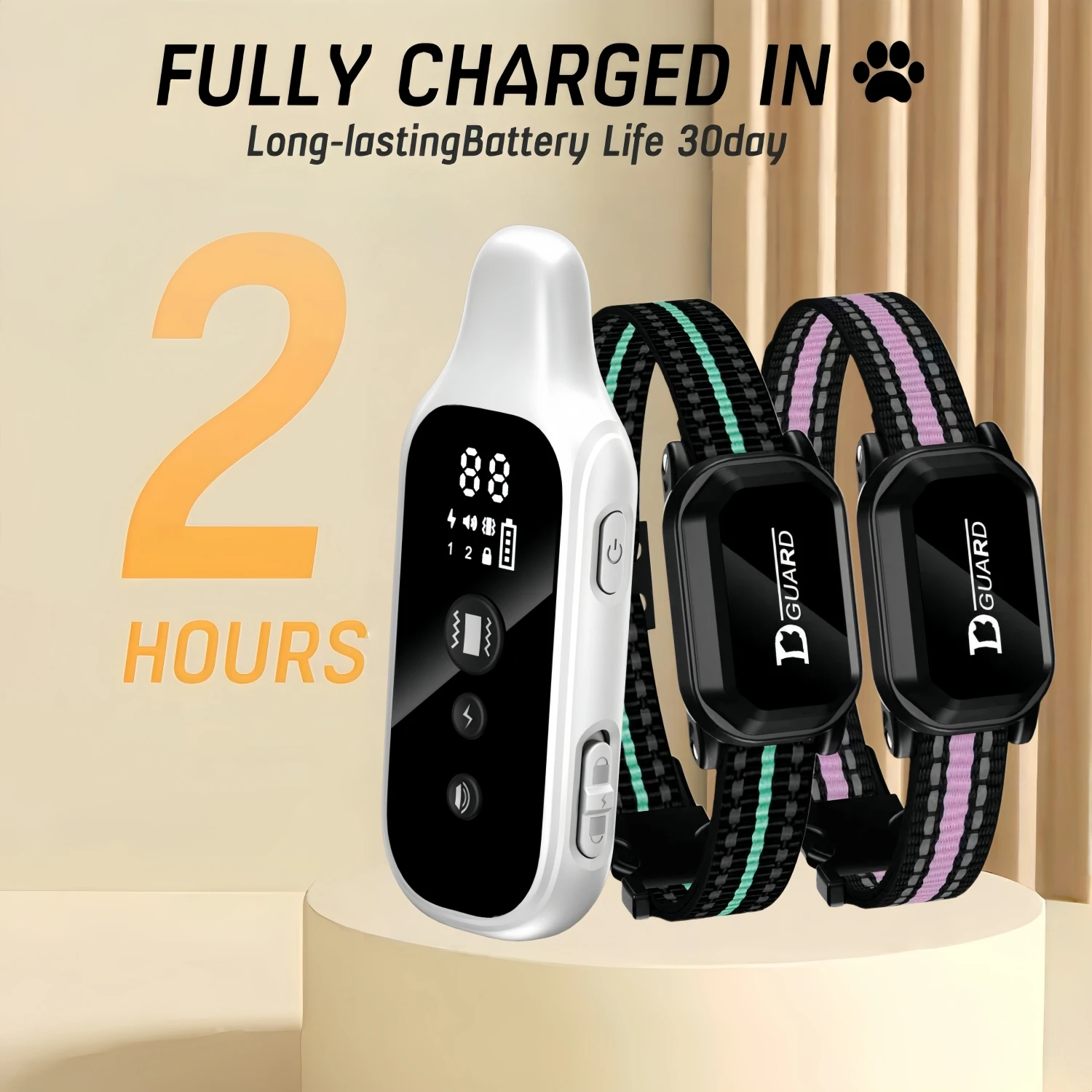 Waterproof Anti Barking Dog Collar Rechargeable Training Device_voghion.com