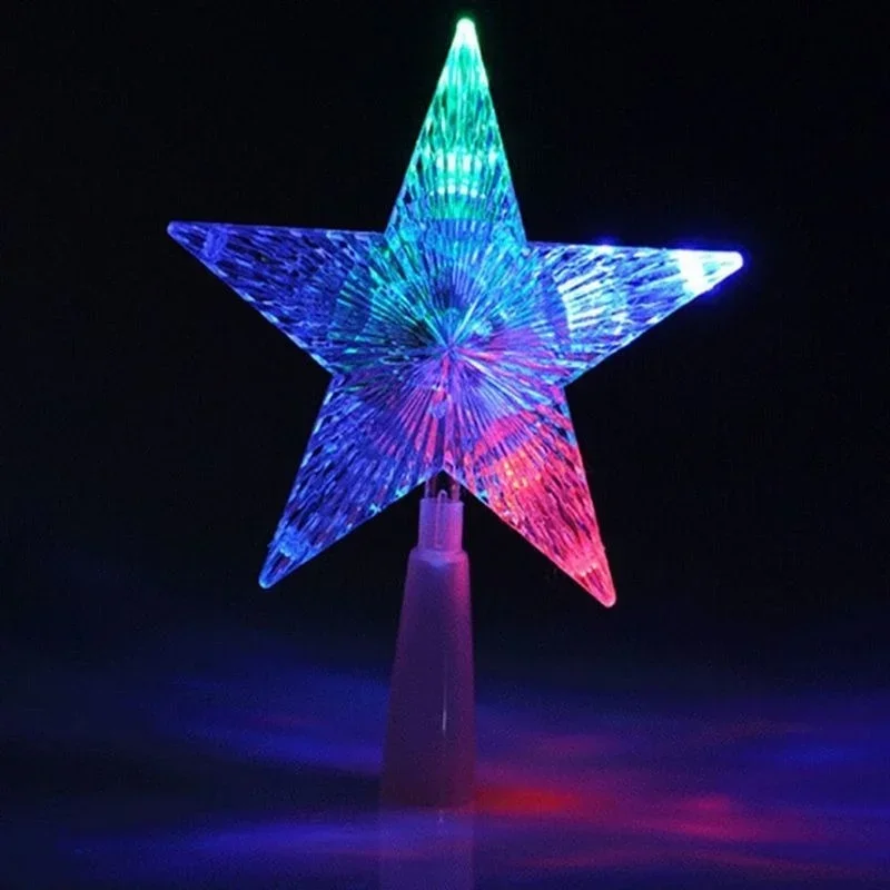 Christmas Color Changing Xmas Christmas Tree Topper Star Shiny Rotating Light Party LED Lamp Home Decoration christmas decorations
