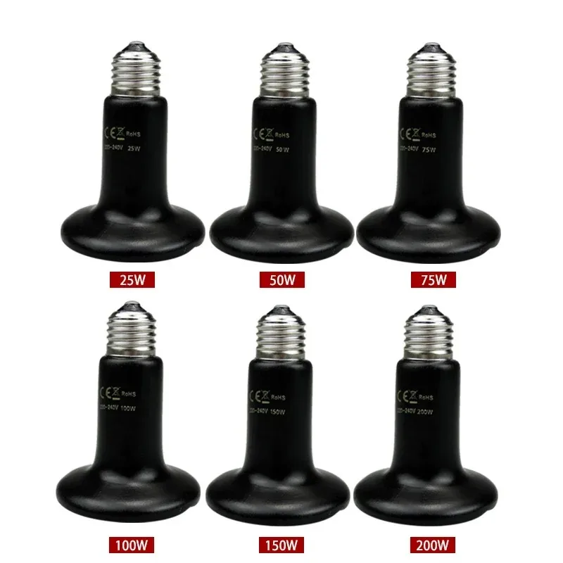 Reptile Heating Lamp Reptile Light Bulb Reptile Lamp Bulb Poultry Heating Bulb Heating Lamp Bulb Ceramic Emitter Heat Lamp Bulb Pet Heating Light Bulb Infrared Black for Ceramic Heate Reptile Animals Heater Brooder Chocadeira