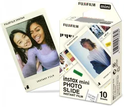 Fujifilm Instax Mini Instant Film with Black, Macaron, and Rainbow Frames (10-50 Sheets) (10sheets Photo Slide)