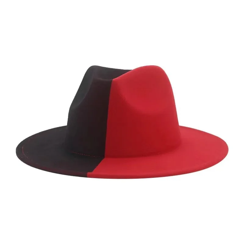 Black Red Patchwork Wool Felt Jazz 