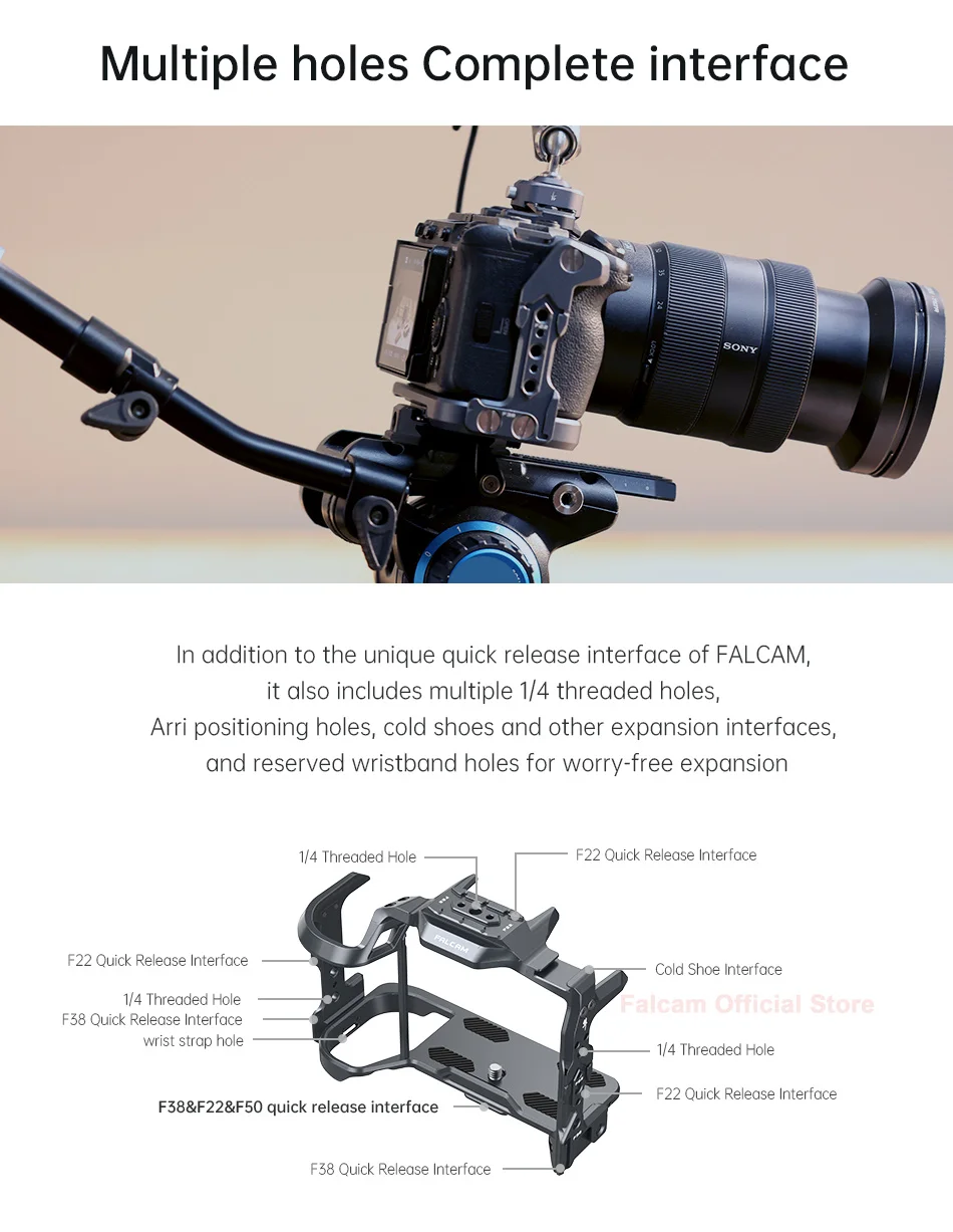 Falcam F22 F38 F50 Quick Release Camera Cage V2 For Iconic Brand A7M4 2824A Camera Cage Base Aluminum Quick Release Mount with Cold Shoe