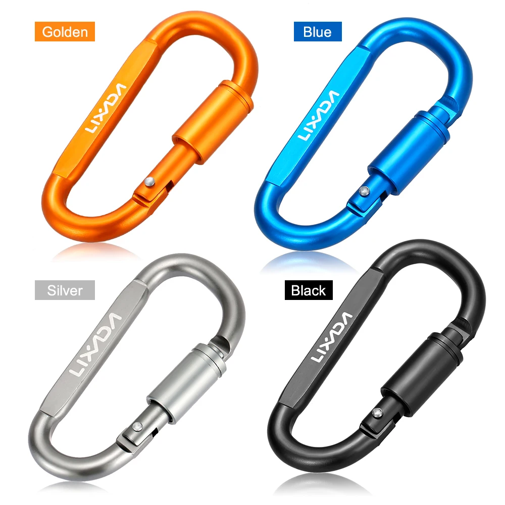 Climbing Carabiner Lixada Aluminum Alloy Carabiner Outdoor Climbing Camping Carabiner Locking Hook Screw D Buckle Keychain Multi Tools