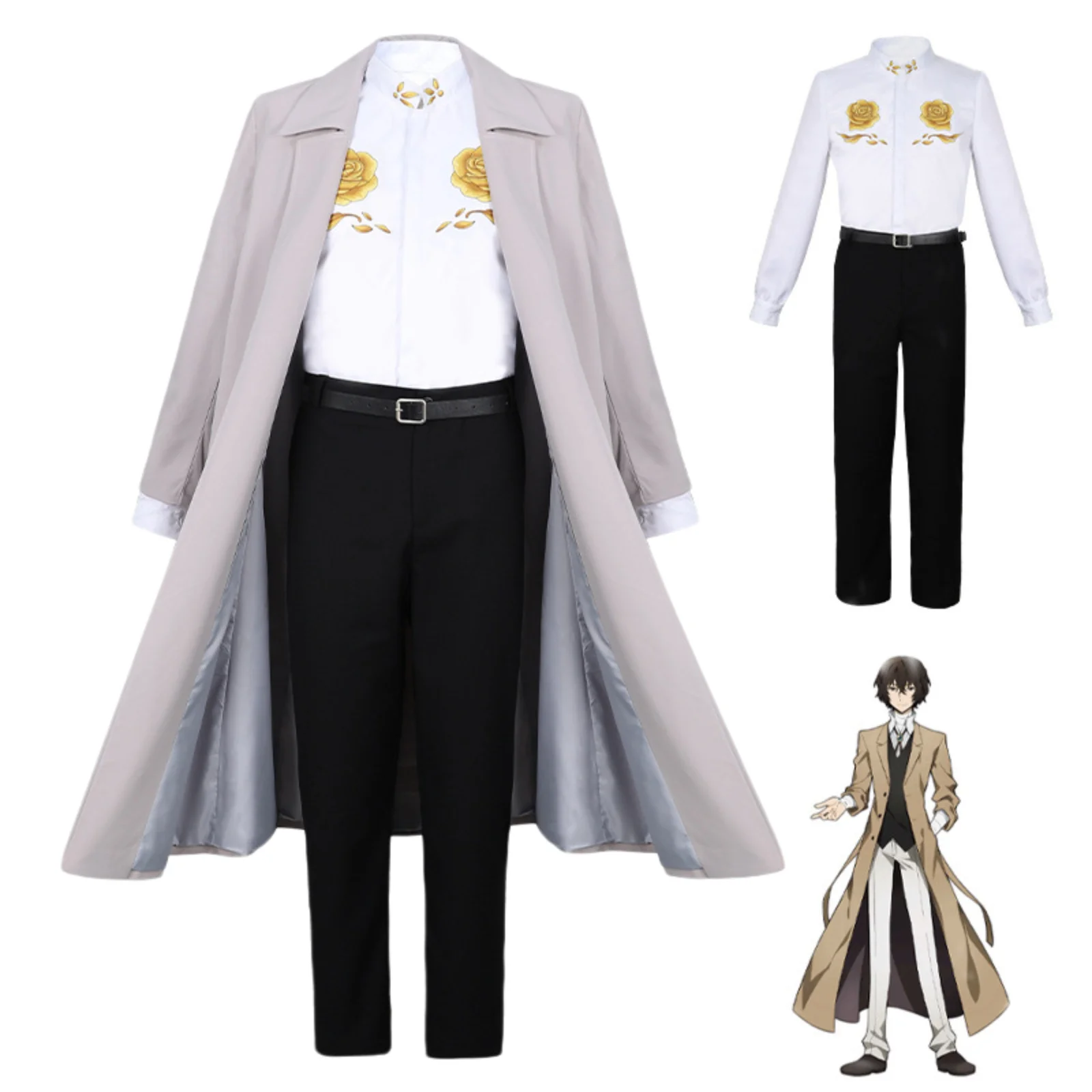 

Anime Bungo Stray Dogs Dazai Osamu Cosplay Costume Windbreaker Halloween Christmas Men Suit