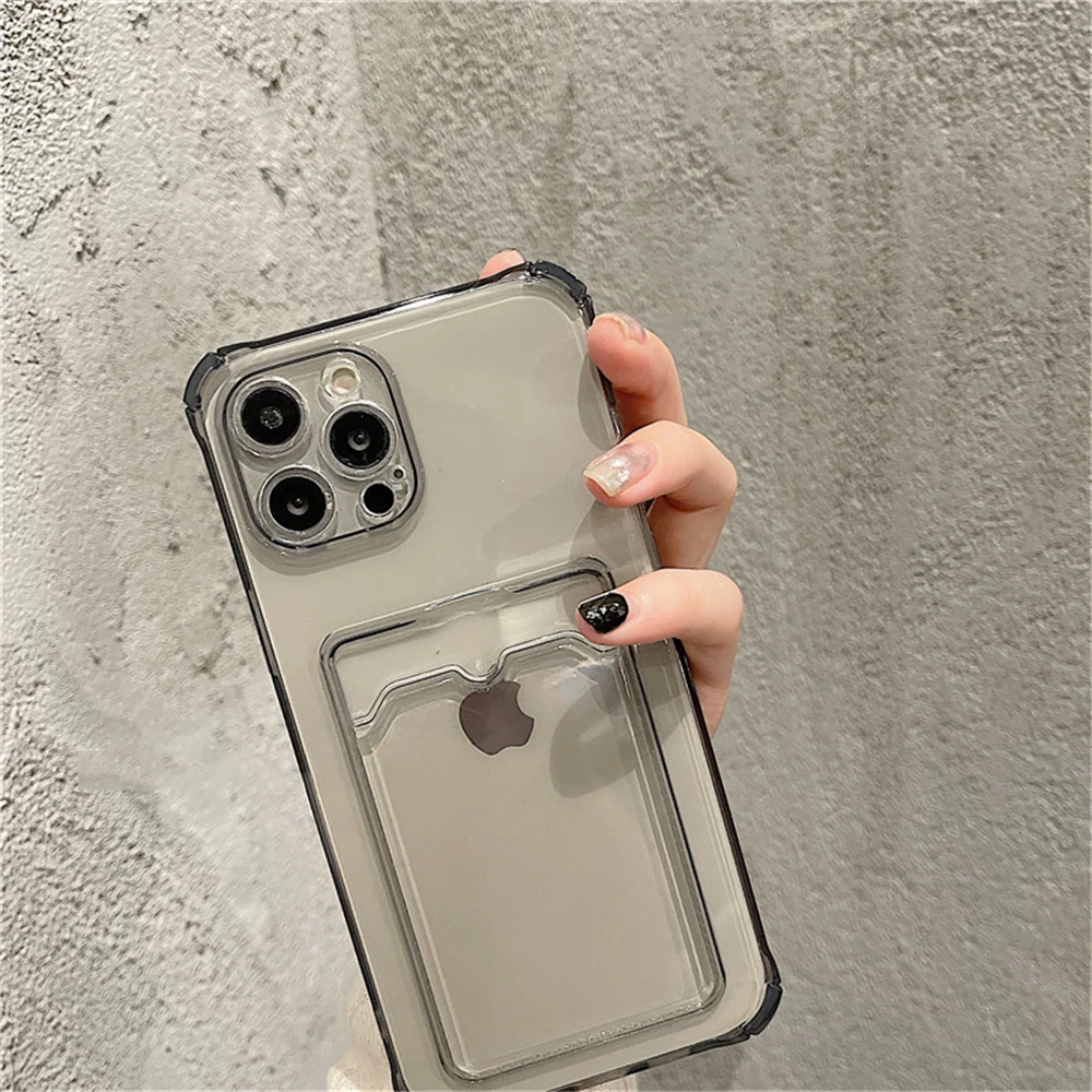 iphone 13 mini flip case Transparent Card Slot Bag Holder Case for iPhone 13 11 12 Pro Max Mini X XS XR SE2 7 8 Plus Clear Shockproof Soft Wallet Cover iphone 13 mini leather case