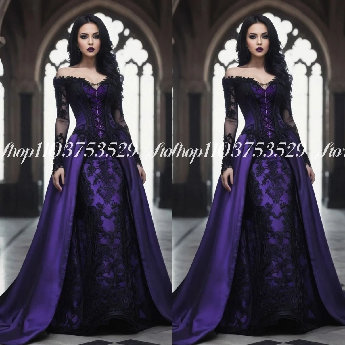 open lace back dress Gothic Lolita Polyester Prom Dress  GTHIC