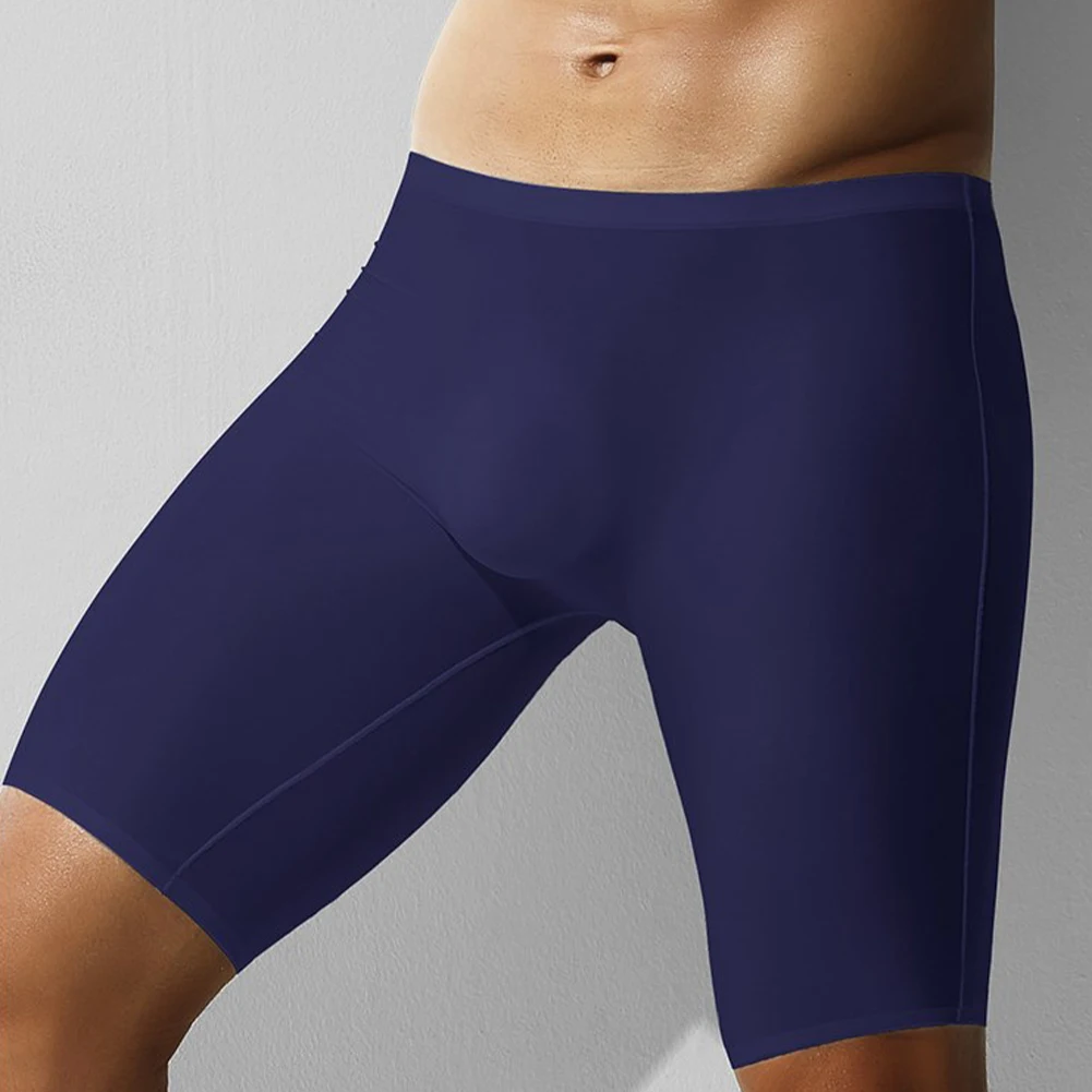 

Mens Ice Silk Underwear Long Leg Boxer Briefs Trunk Sport Shorts Breathable