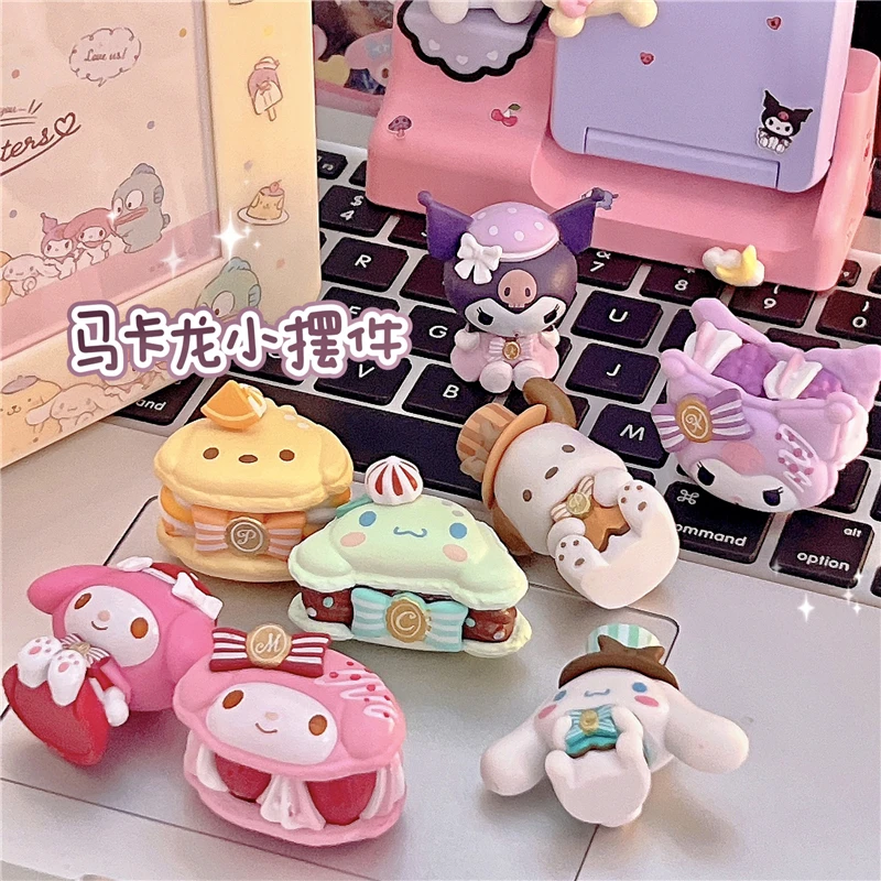 

Creative Sanrio Kuromi Macaron Cake Model Ornaments Anime My Melody Cinnamoroll Pochacco Table Ornament 3D Cake Accessories Doll