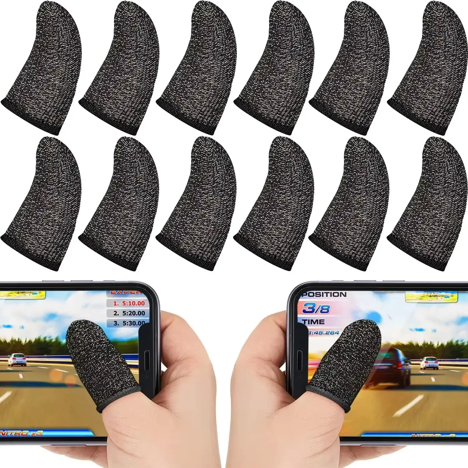 Mobile Game Finger Cuff Fibroid Mobile Phone Touch Screen Fiber Breathable And Sweat Resistant Walking Game 24Pcs