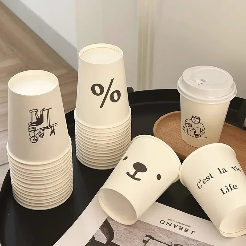Disposable paper cups 50pcs 250ml White Paper Cups Personalized for Coffee Tea Milk Drinking Accessories Camping Party Supplies