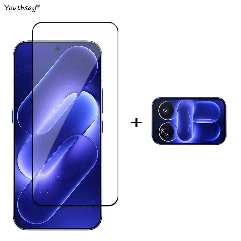 6-in-1 Full Cover Tempered Glass Screen Protector and HD Camera Lens Film