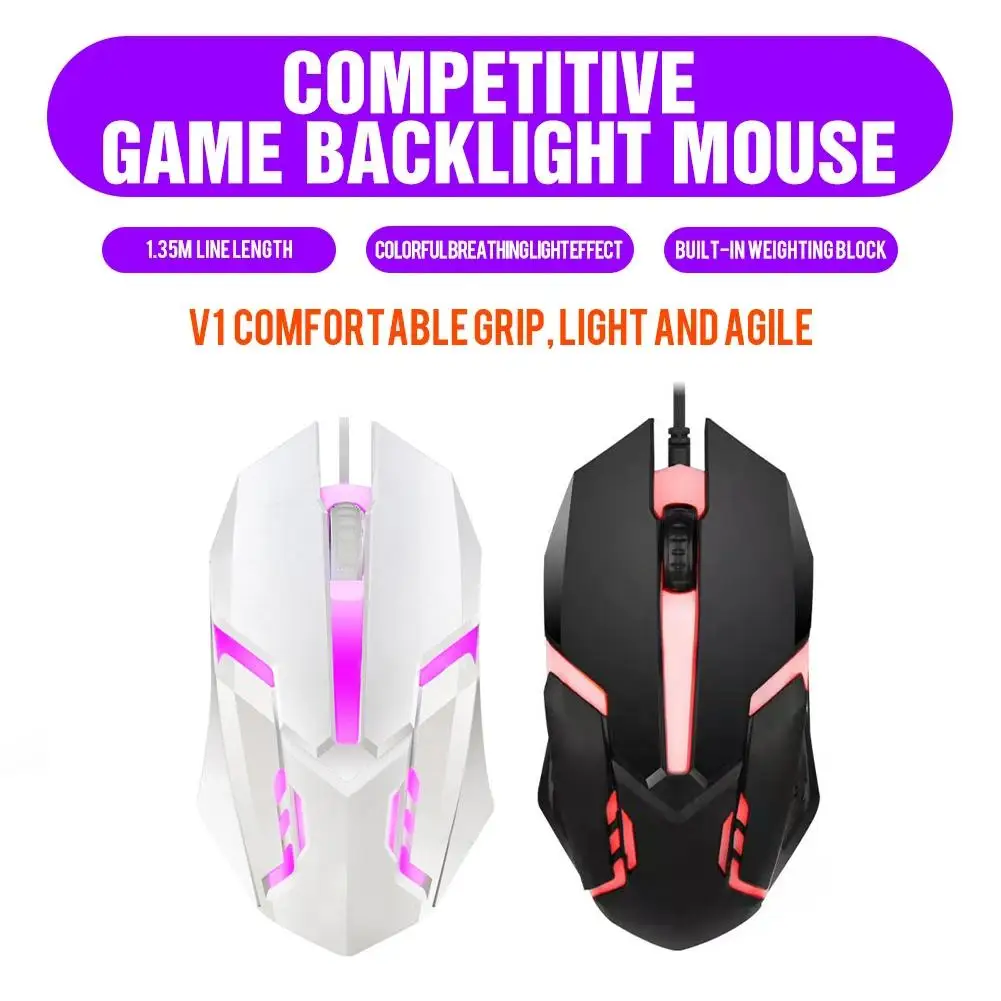 Wired Gaming Mouse LED Luminous Backlit Mechanica Side Glare Gaming Home USB Macro Office Laptop Button Compute C2D1