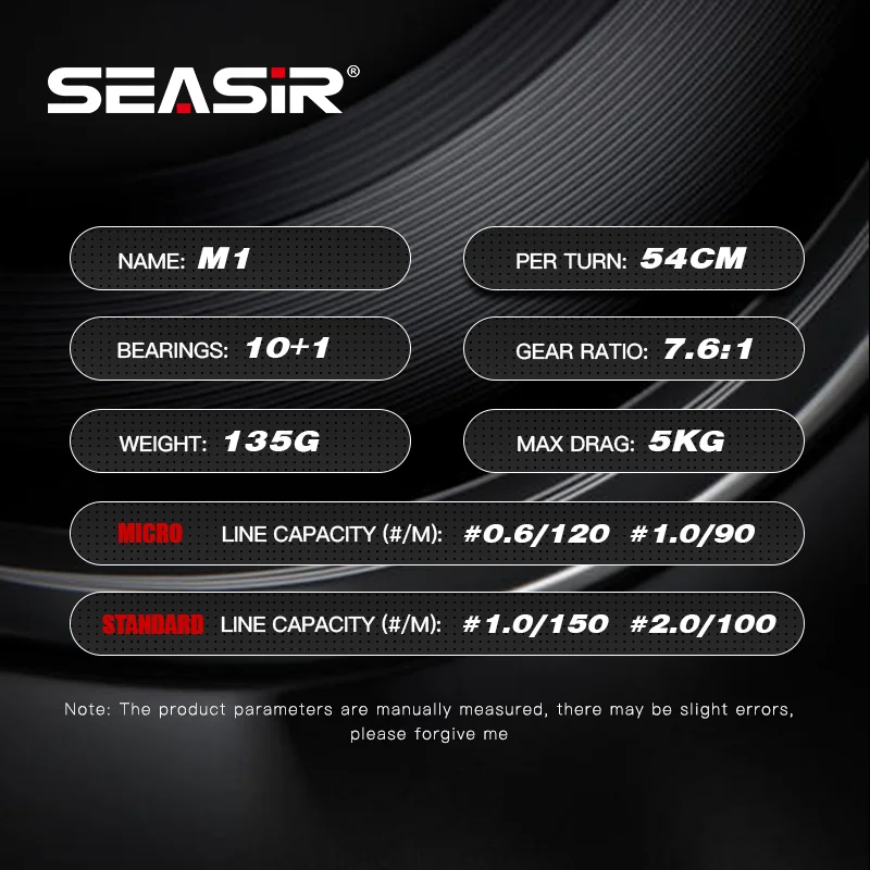 SEASIR M1 135G Metal Frame Baitcasting Fishing Reel Ultralight 10+1BB 7.6:1 Carbon Drag Washer Hybrid Ceramic Bearings Two Spool fishing reel