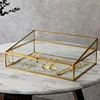 Glass and Brass Jewelry Box, Vintage, Copper-Edged, Transparent Organizer, Storage Case with Lock for Elegant Display 2