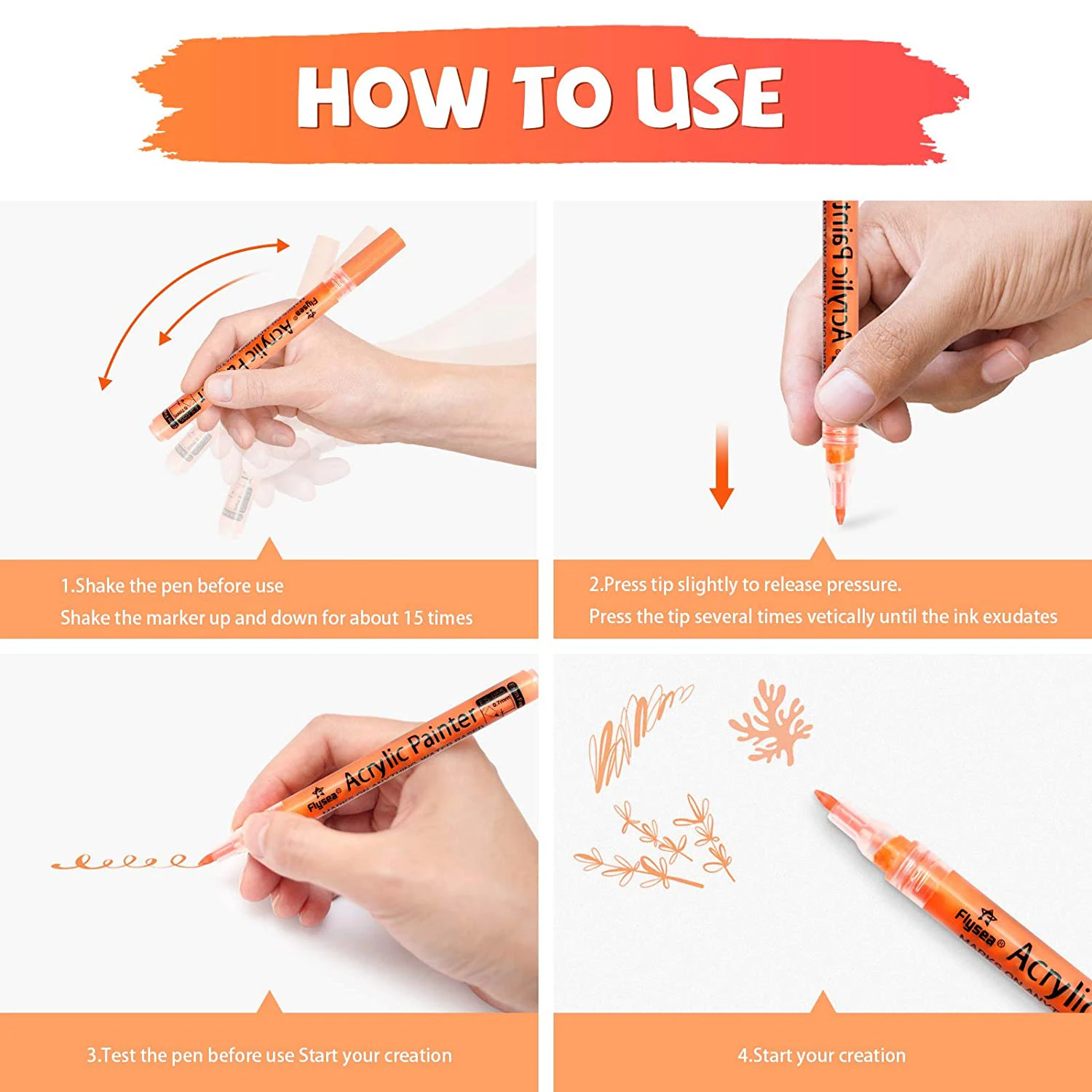 Acrylic Paint Marker Pens Long Lasting with Extra Fine and Medium Tip Art Markers Set for Rock Wood