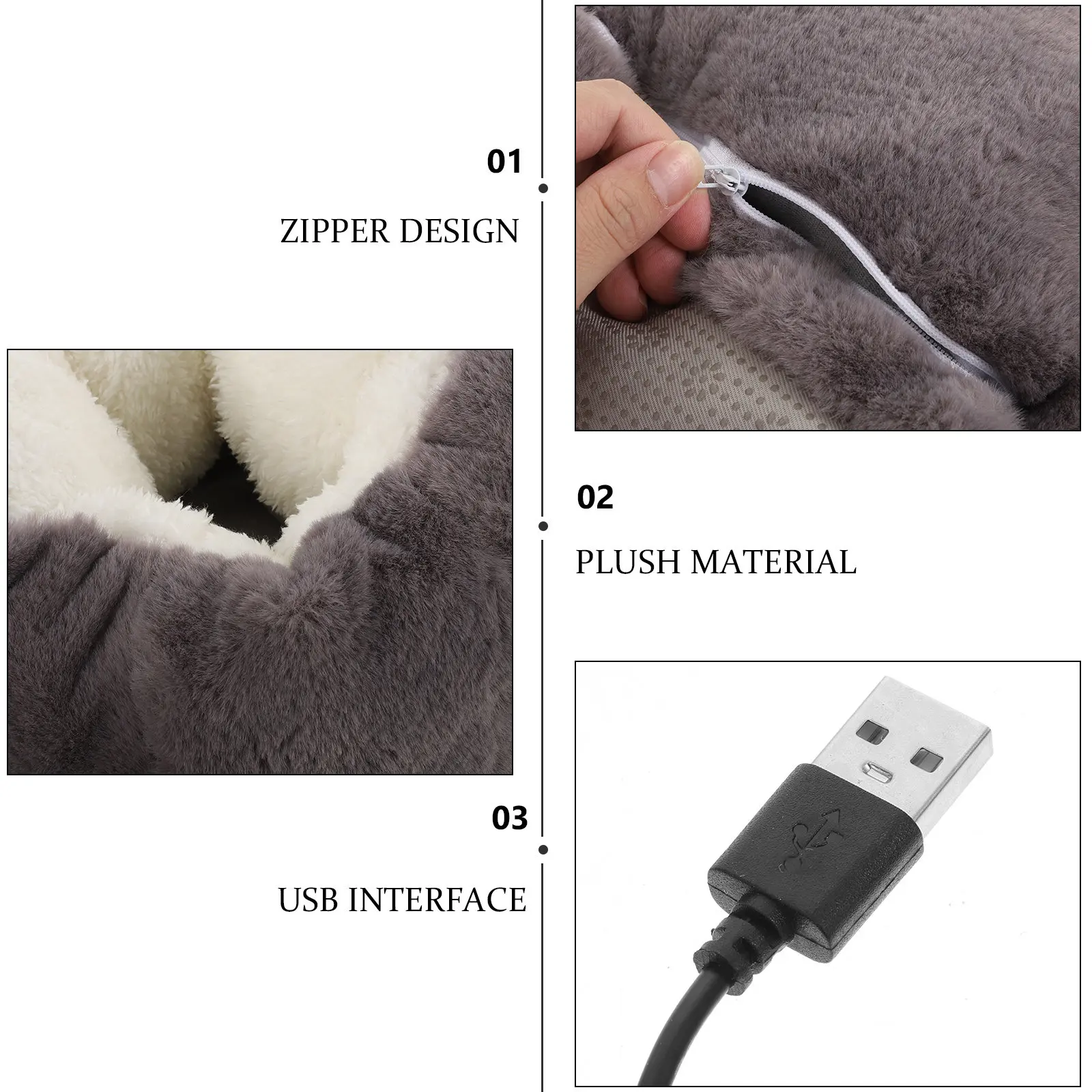 1세트 USB 발난로 부드러운 전기 발열 신발 겨울 실내 가정 사무실 발히터 발열 신발 겨울 발난로