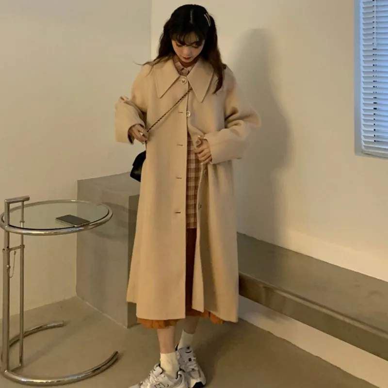 

2022 Trench Coat In Autumn And Winter The New Woolen Long Cloak Is Easy To Wear Warm Clothes For Women Free Shipping