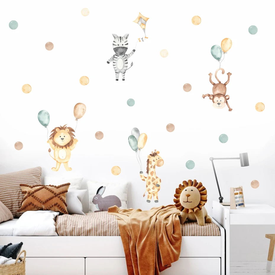 Pegatinas De Pared De Dibujos Animados Para Habitación De Niños, Calcomanías De Pared De Dibujos Animados, León, Elefante, Jirafa, Animal De Safari, Decoración De Dormitorio - AliExprs 15