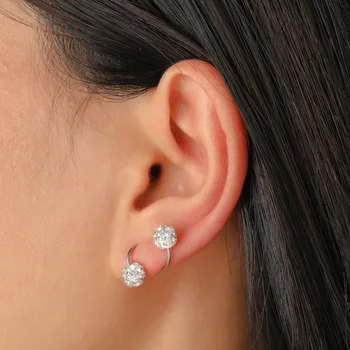 Korean Fashion Full Crystal Round Earrings For Women Men Jewelry 2025 Trending New Luxury Single Men Earrings Accessories Gifts