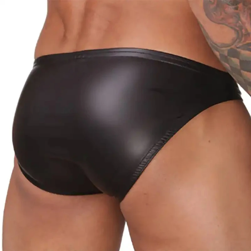 Men's Adult XXX Gay Male Underpants Pornographic Leather Underwear Sexy Briefs Man Clothes Erotic Sex Lingerie Black Panties