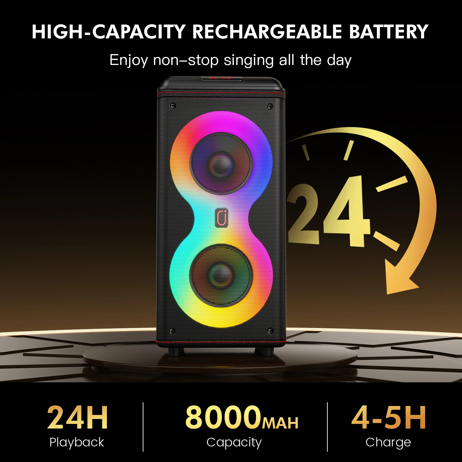 FanFun T39 500W RMS 파티용 휴대용 스피커 블루투스 무선, 8000MAH 대용량 사운드 대형 스피커, 듀얼 6.5인치 서브우퍼