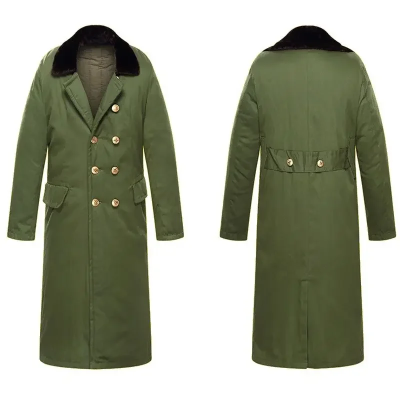 Unisex Winter Cotton Trench Coat   Men's Winter Thick Warm and Cold Protection Clothing Long Military Cotton Green Padded Jacket