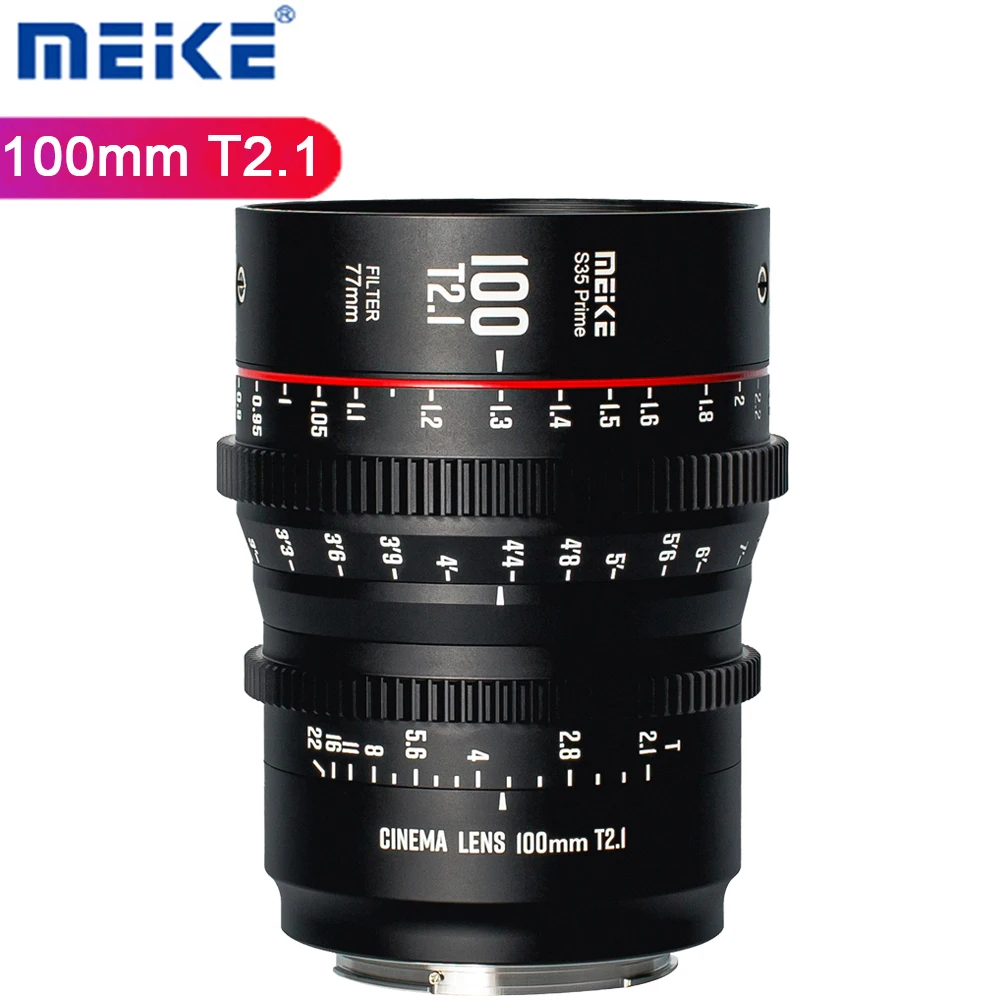 Meike Prime 100Mm T2.1 Super 35 S35 Frame Cine Lens Per Pl Ef Mount Come Red Komodo Bmpcc 6K Bmpcc 6K Pro Z Cam S6 Camera
