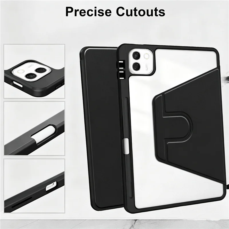 Enhanced Tablet Case with Pen Holder and 360° Rotating Acrylic Stand