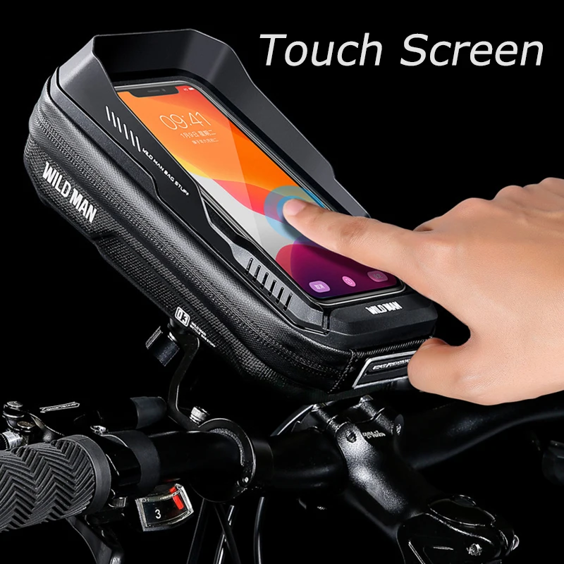 WILD MAN Bike Handlebar Bag Bicycle Phone Holder Waterproof Case