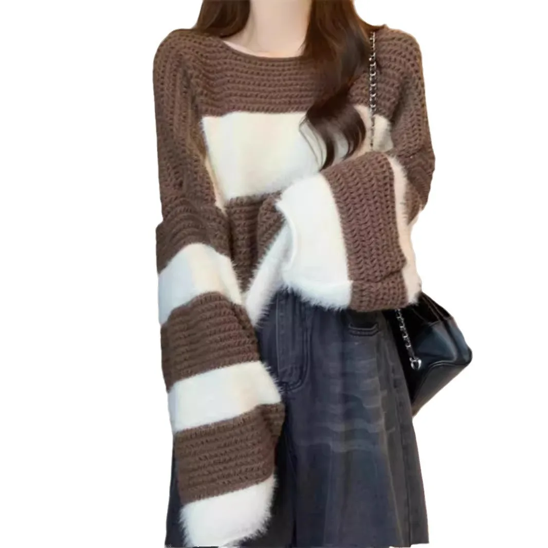 Autumn Female Striped Knitted Sweater