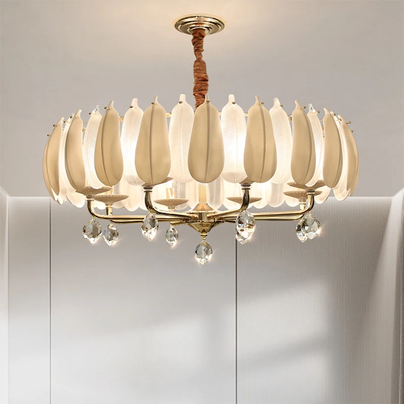 

Modern Nordic LED chandelier Feather Lampshade pendant Lights Bedroom living room Home decor Lighting Fixture