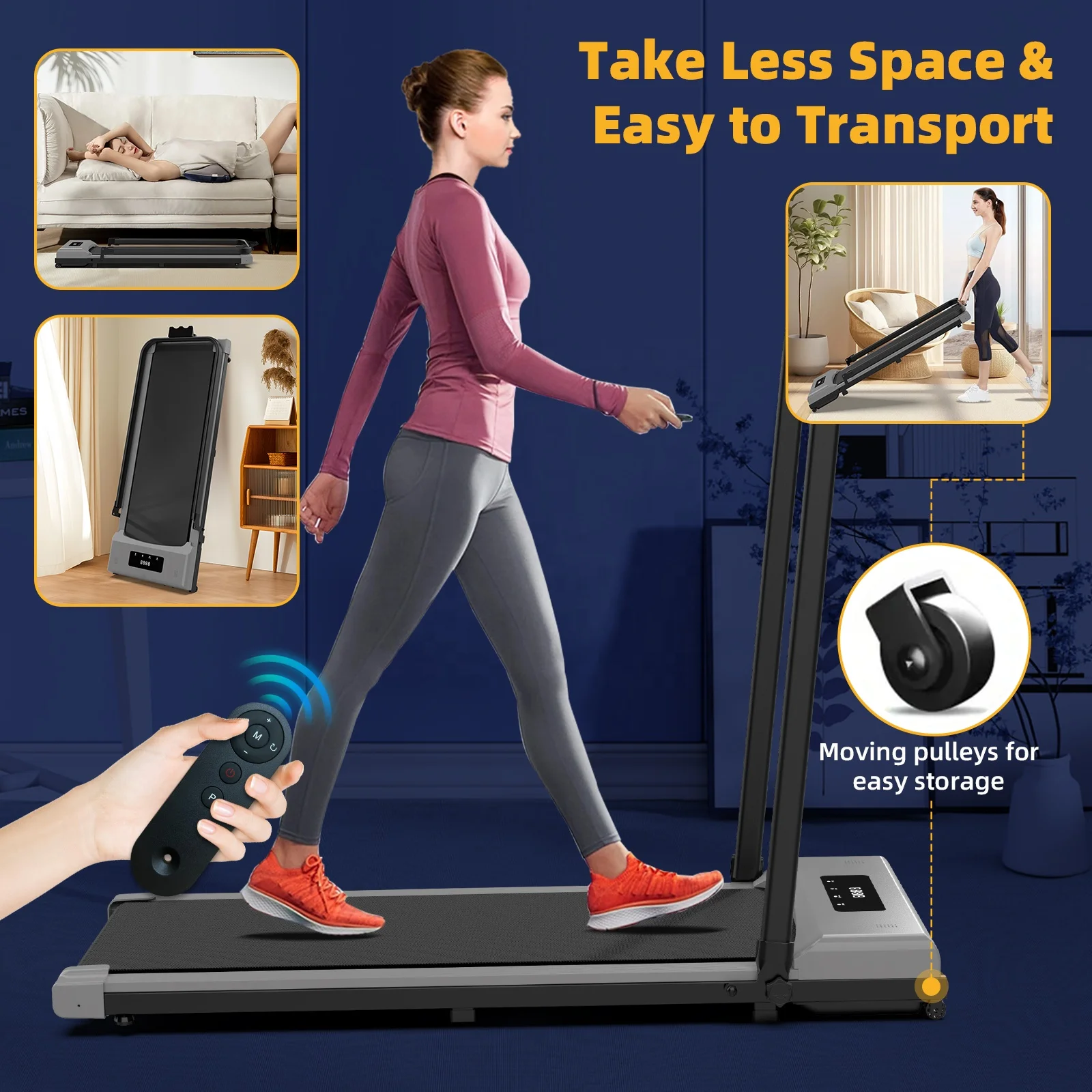 Under Desk Treadmill Walking Pad 3 in 1 for Home/Office Portable Treadmills with Remote Control LED Display