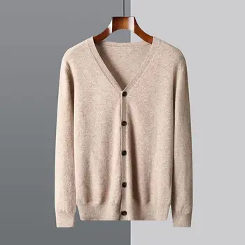 Autunno e inverno nuovo cardigan in lana con scollo a V maglione casual ampio da uomo abbinato al maglione di cashmere giacca a maniche lunghe lavorata a maglia 1