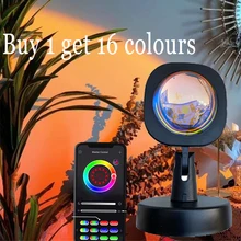 

Sunset Lamp Atmosphere Projection Led Night Light For Home Bedroom RGB 16 Colors APP Remote Control Shop Background Decoration