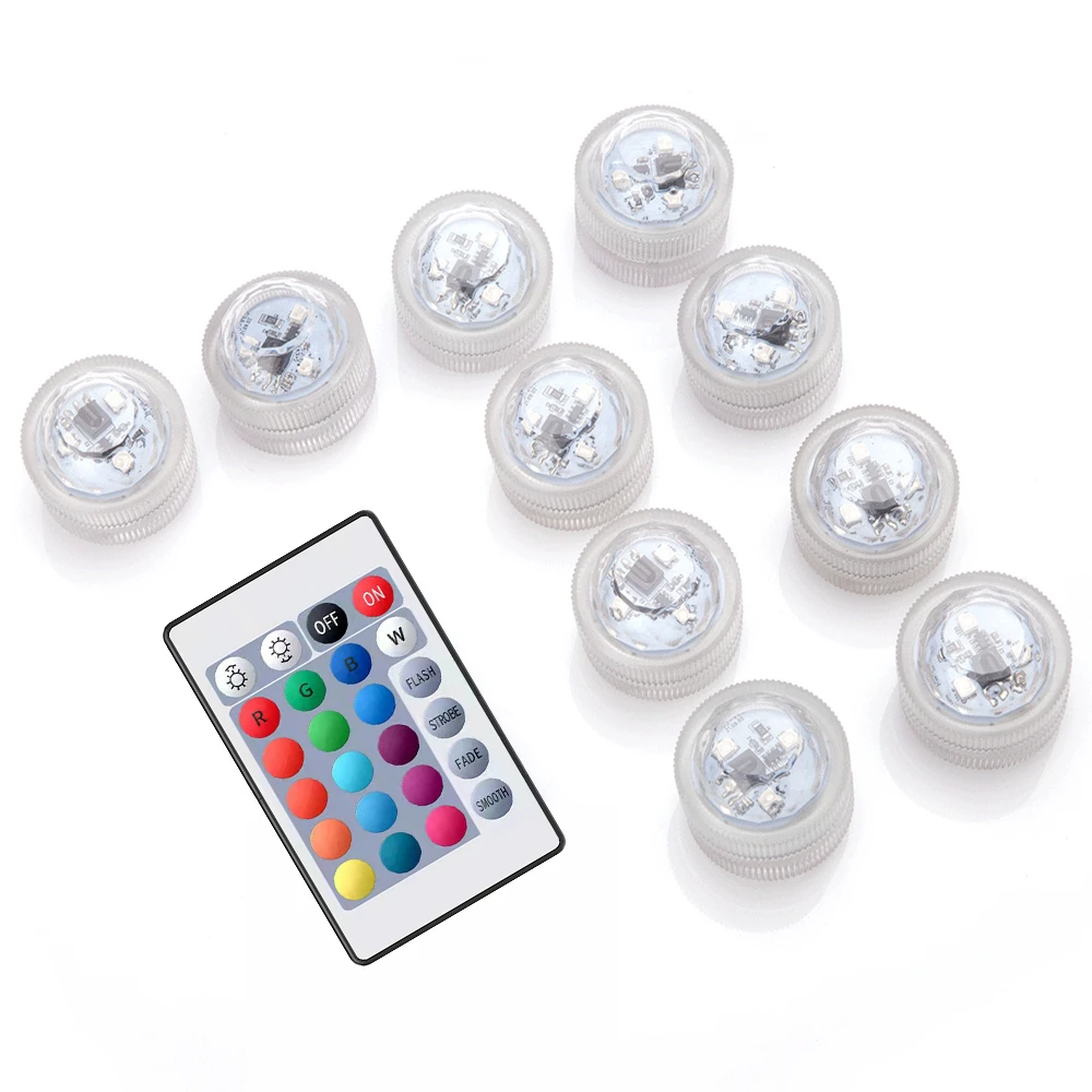 RGBCoinCellLedLightSubmersibleRemoteControlMiniUnderWater